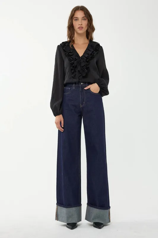High Waist Turnup Jeans - Hiccup