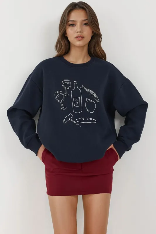 Printed Crew Neck Sweatshirt - Hiccup