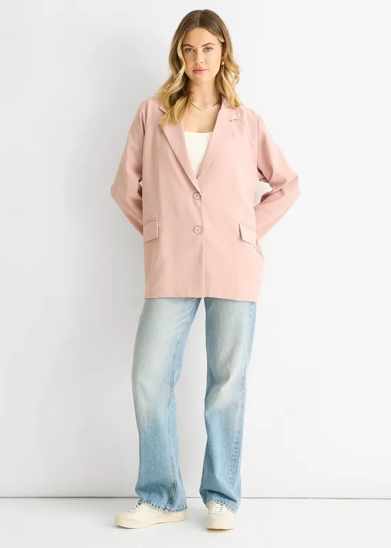 Blush Oversized Tailored Blazer - Gini London