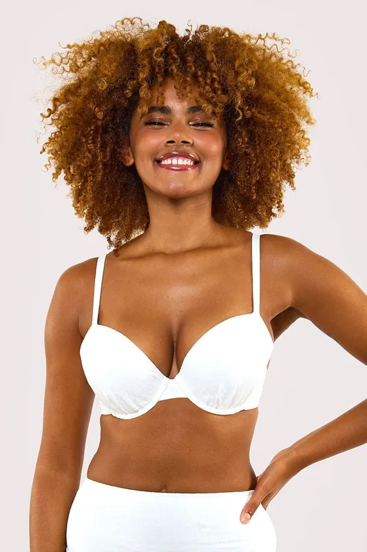 Pb Fuller Bust Mix/Match White Plunge Bikini Top - Peek & Beau