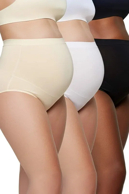 3 Pack Seamless High Waist Knitted Shaping Briefs - WOVCOR
