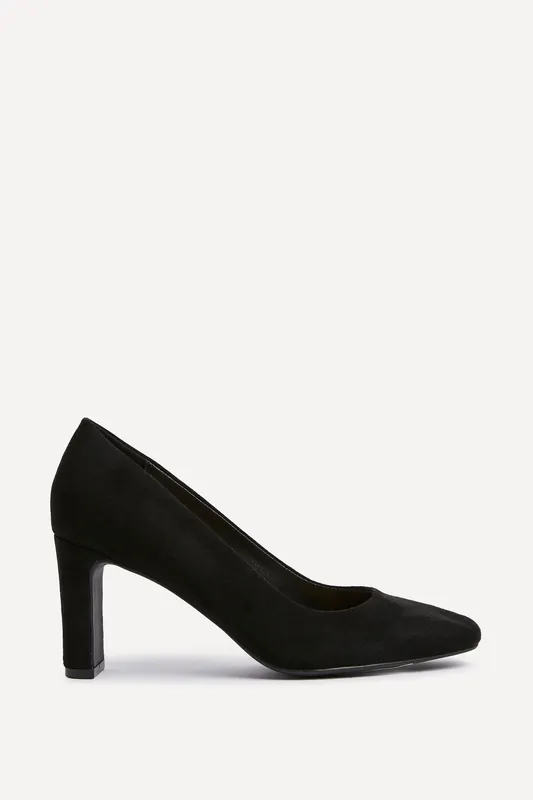Agenda Black Faux Suede Modern Style Court Heel - Linzi