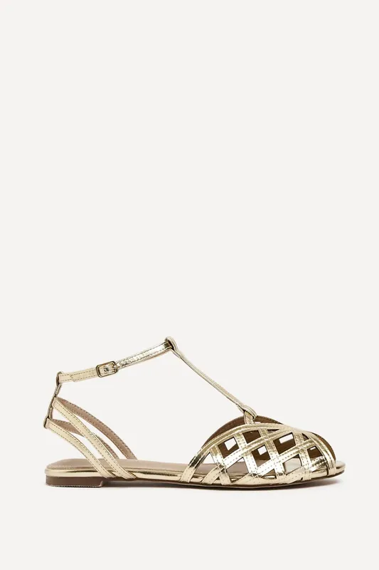 Santi Gold Caged Flat Sandals - Linzi
