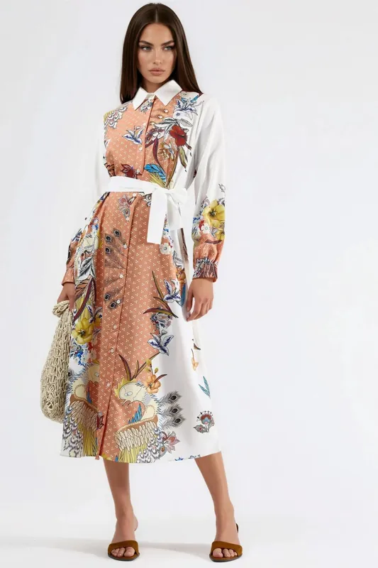 Floral Maxi Dress with Button Closure - MSN Collection