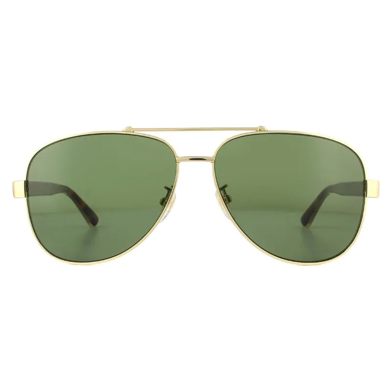 Aviator Gold and Havana Crystal Green GG0528S Sunglasses - Gucci