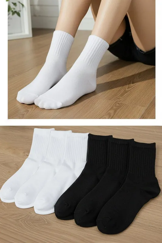 6 Pack Cotton Ribbed Knit Crew Socks - WOVCOR