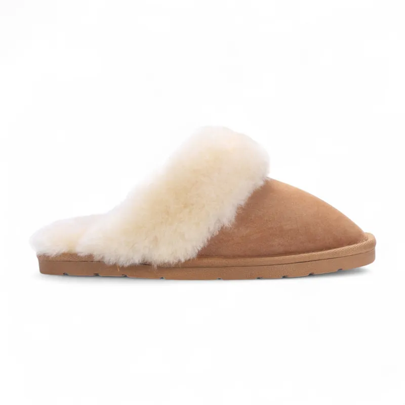 Genuine Sheepskin Suede Mule Winter Slippers - Luna
