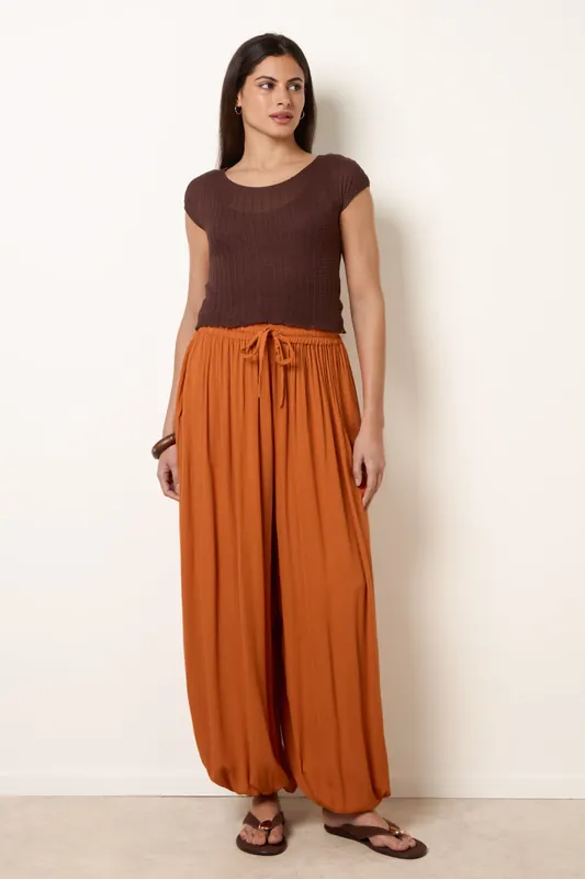 Burnt Orange Balloon Trousers - Blue Vanilla