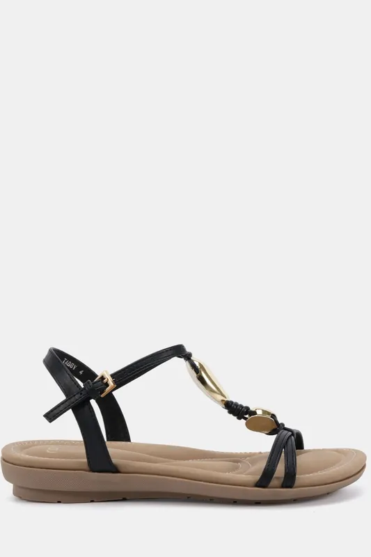 TABBY Hardware Detail Padded Footbed Sandal - Novo