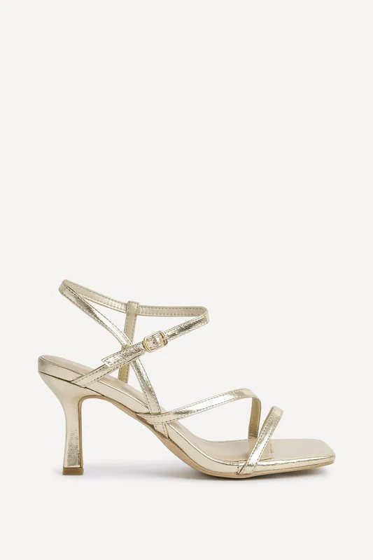 Nicole Gold Faux Leather Strappy Heels - Linzi