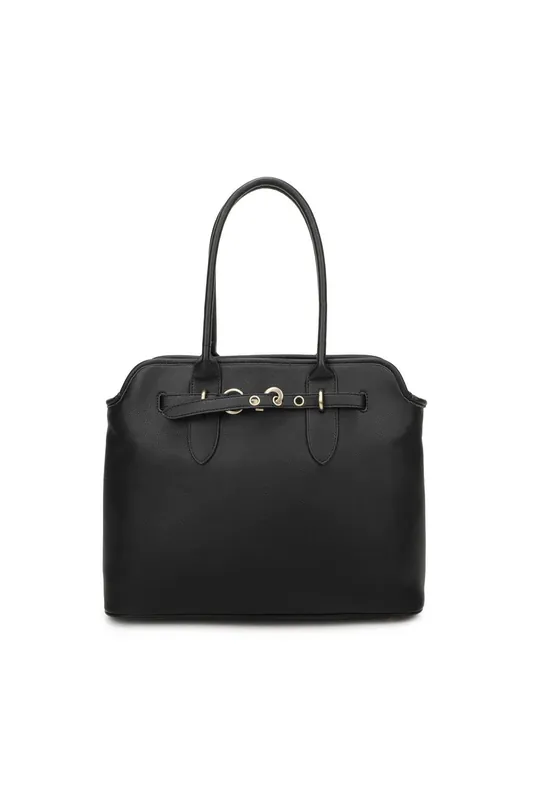 Zirelle Structured Tote Bag With Gold Buckle Detail - IKRUSH