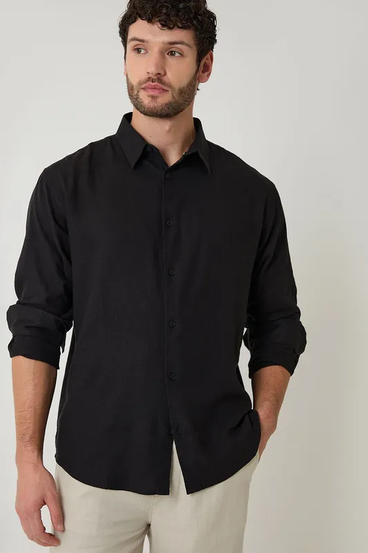 Relaxed Fit Linen Blend Shirt - Threadbare