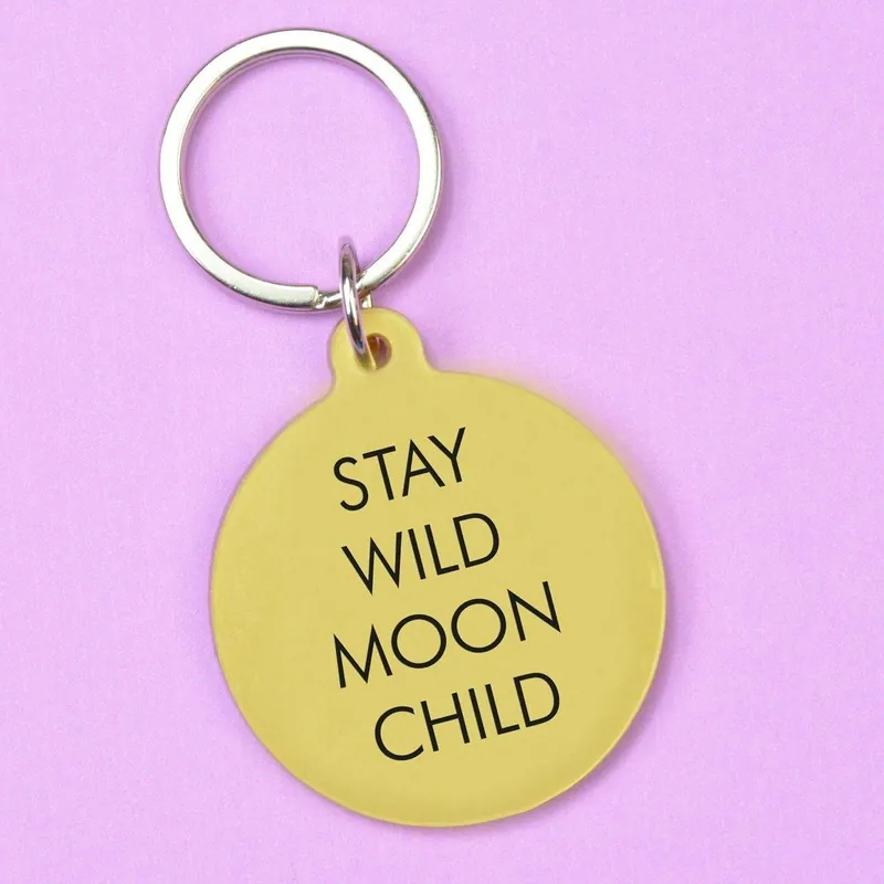 Stay Wild Moon Child Keyring - Flamingo Candles