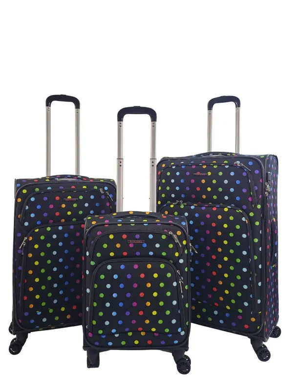 Lightweight Print 8 Wheel Luggage Travel Soft Suitcases - Infinity Leather