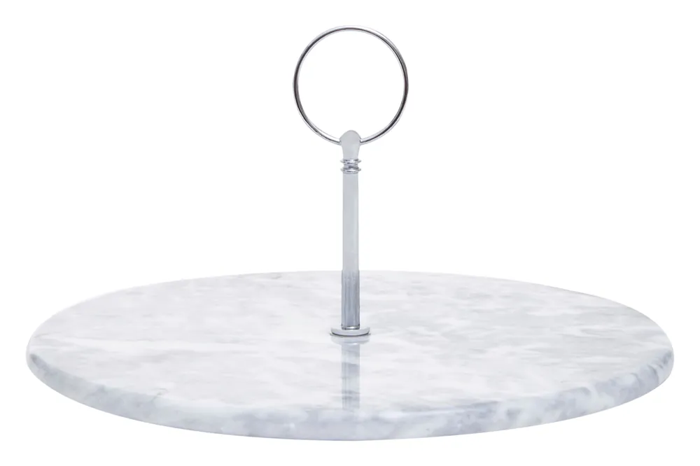 Grey Marble Cake Stand, Gold Handle Dessert Platter, Solid Marble Pastry Serving Plate, Marble Treats Stand - Orsina
