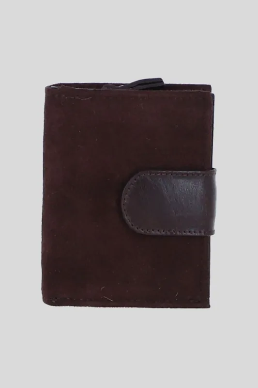 Suede & Leather RFID Protected Trifold Purse - Ashwood Leather