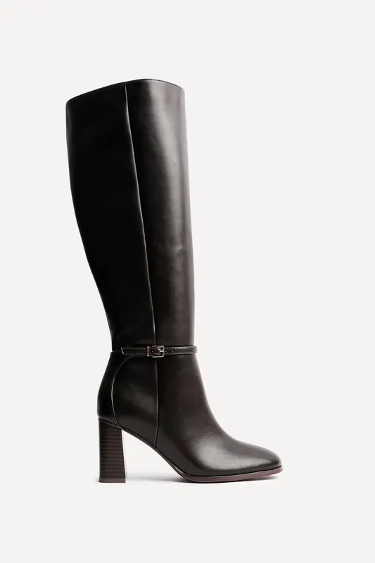 Midtown Brown Faux Leather Long Heeled Boot - Linzi