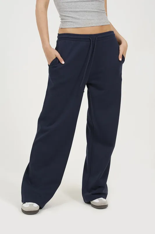Cotton Blend Wide Leg Joggers - Brave Soul