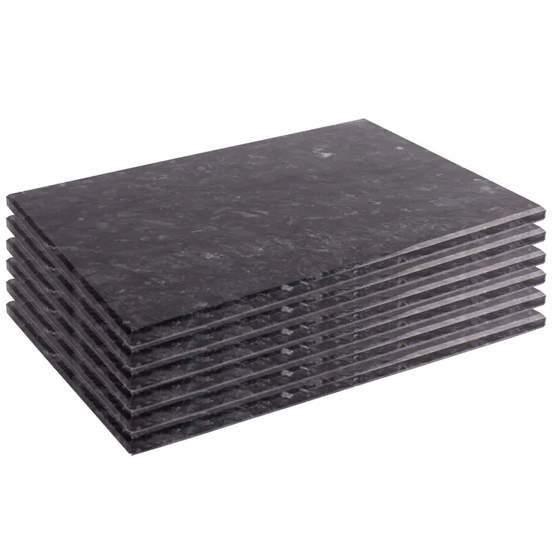 Marble Rectangle Placemats 30cm x 20cm Black Pack of 6 - Argon Tableware