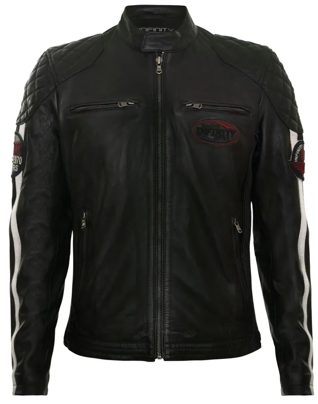 Classic Striped Racing Leather Jacket- Barcelona