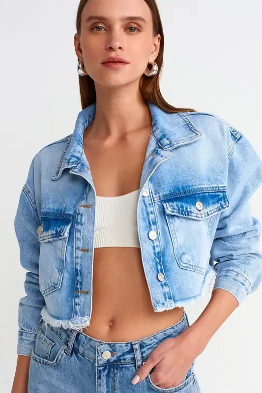 Cropped Denim Puffer Jacket - Dilvin