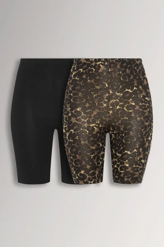 2 Pack Leopard Stretch Cycling Shorts - Yours