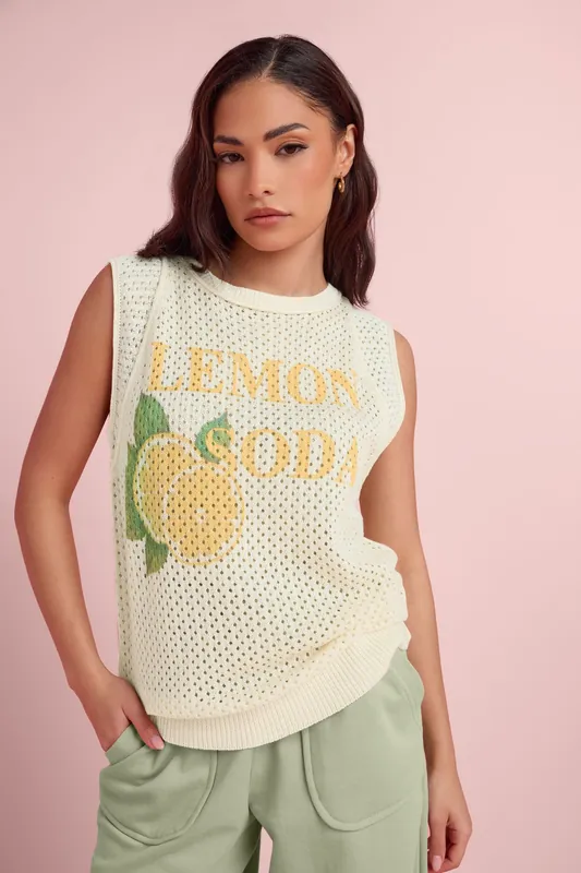 Petite Graphic Crochet Vest Top - PixieGirl