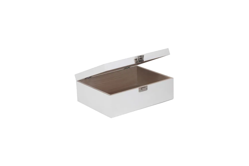 30cm White Wooden Storage Box - Red Hamper