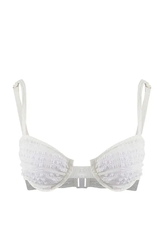 Textured Padded Balconette Bikini Top with Underwire Support - WOVCOR