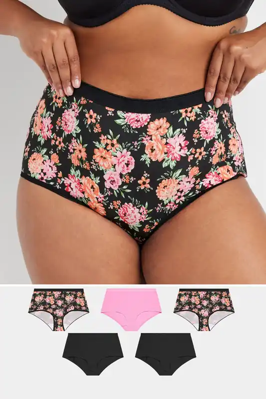 5 Pack Floral Print Full Briefs - Yours