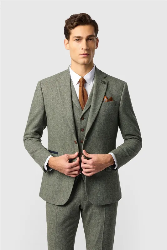 Single Breasted Two Button Slim Fit Suit Jacket - Antique Rogue