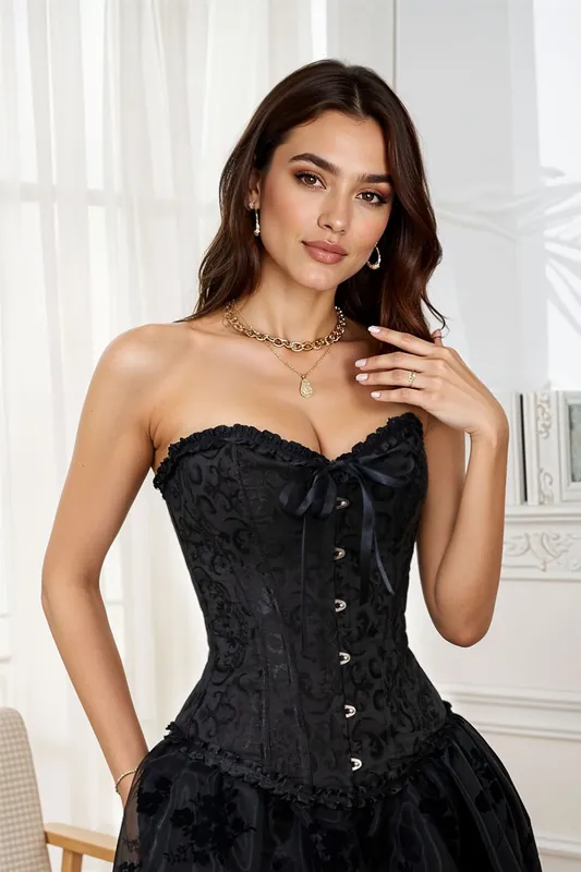 Vintage Renaissance Lace-up Boned Jacquard Corset
