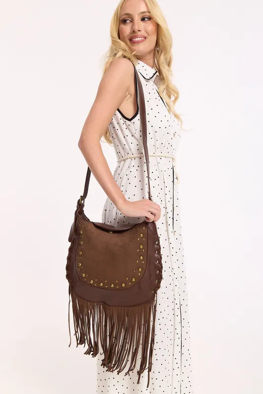 Brown Fringe Crossbody Bag - Liquorish