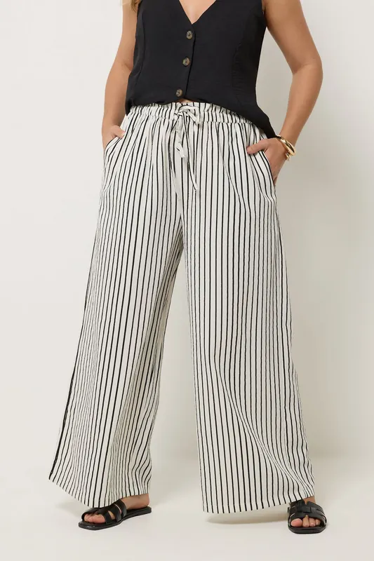 Stripe Paper Bag Waist Trousers - Yours