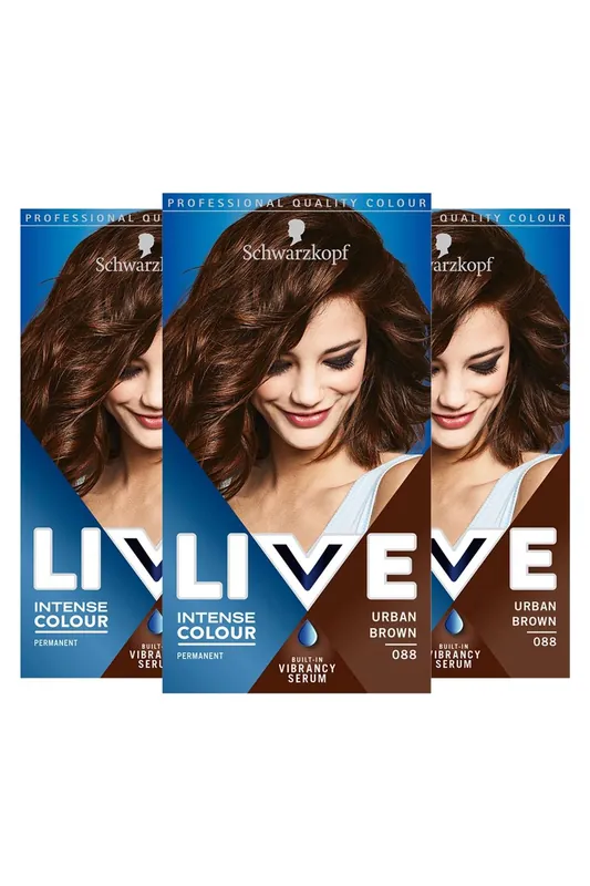 LIVE Urban Brown 'Hair Dye' Intense Colour 088 3 Pack - Schwarzkopf