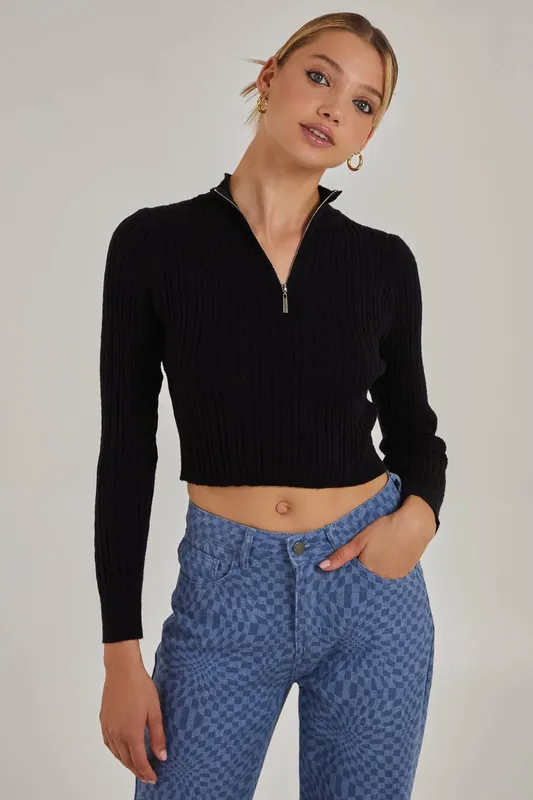 High Neck Zip Jumper - Pink Vanilla