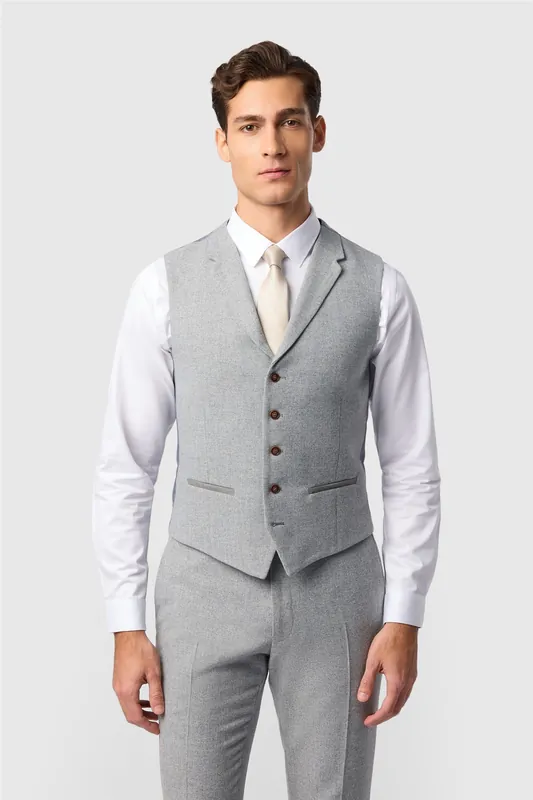 Single Breasted Five Button V-neck Slim Fit Suit Waistcoat