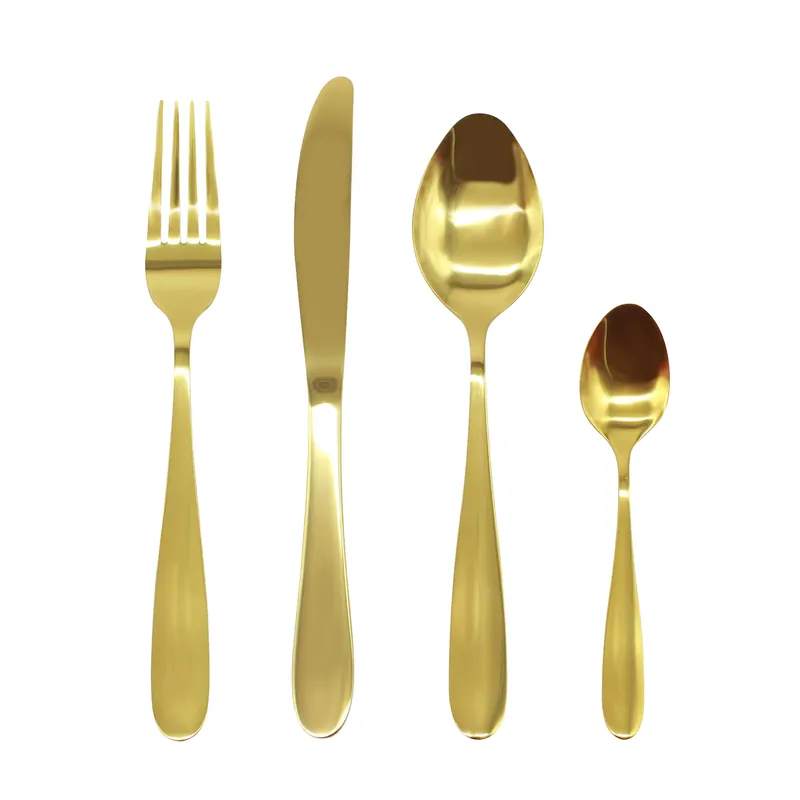 Cutlery Sets Gold Stainless Steel Light Spoon Fork 24 Piece Set - Glim & Glam