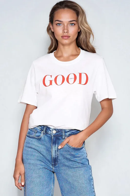 Good Vibes Printed Cotton T Shirt - Aftershock London