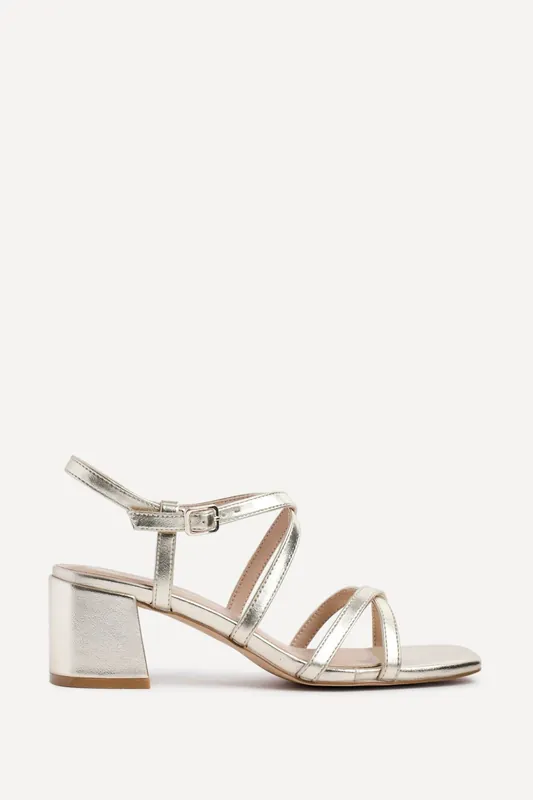 Jovanna Gold Strappy Heeled Sandals - Linzi