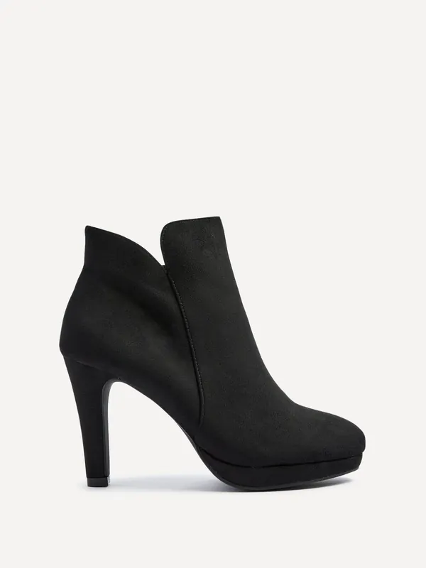 Layara Black Faux Suede Small Platform Ankle Boot - Linzi