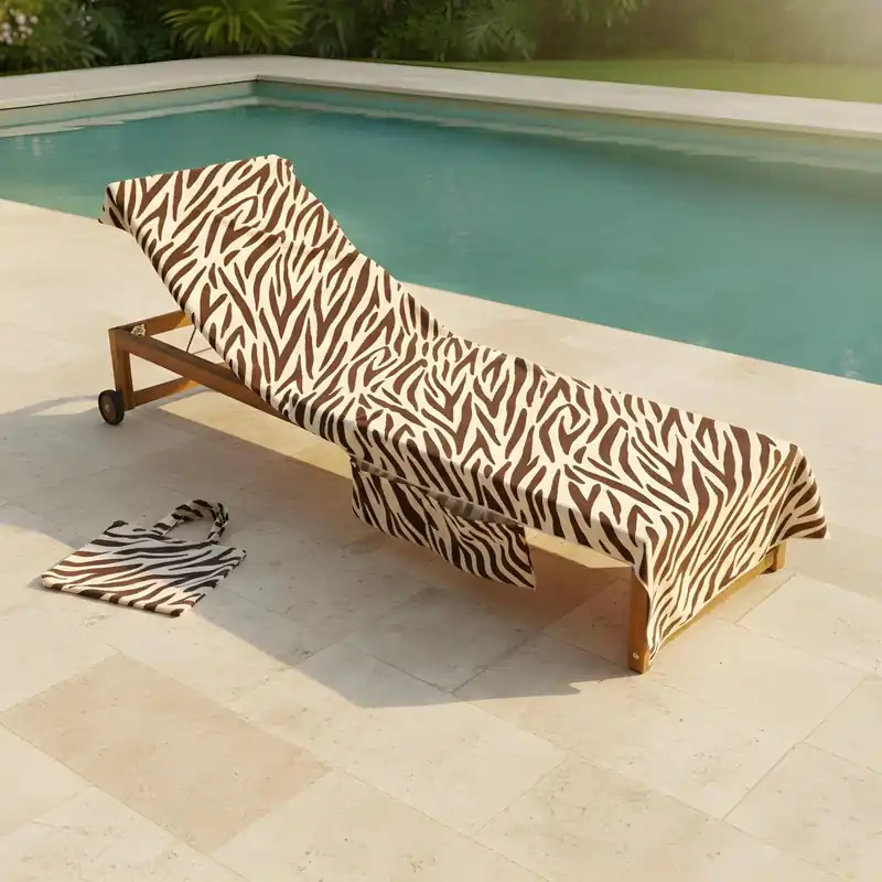 Zebra Print Beach Towel with Bag Quick Dry Absorbent Travel Spa - OHS