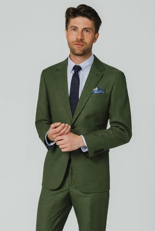Pine Green Textured Weave 2 Piece Suit - Dobell
