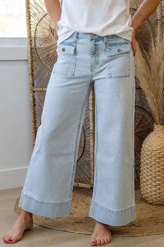 Striped Denim Trousers - Everyday The Label