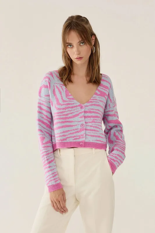 Zebra Print Relax Fit Cardigan - Hiccup