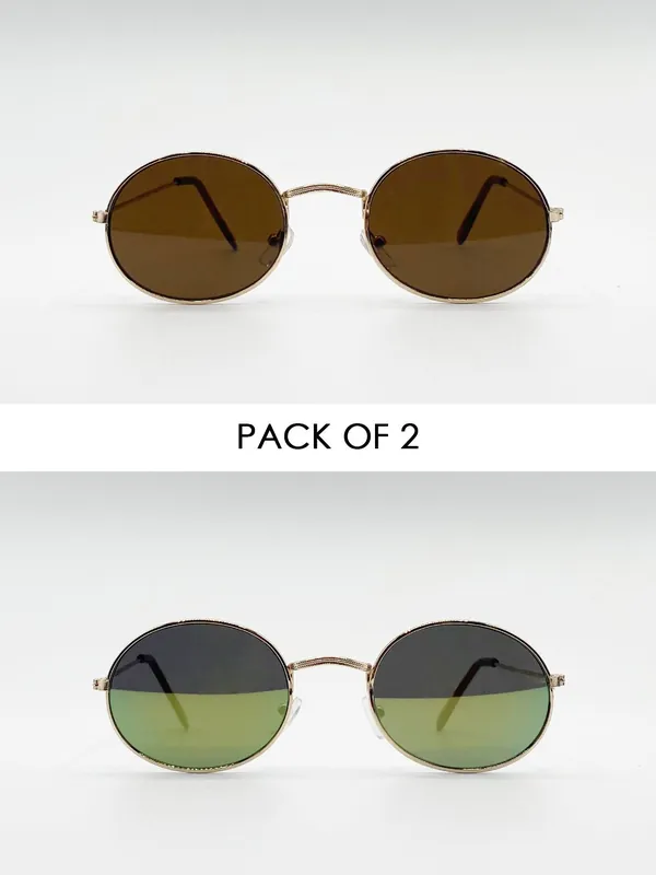 2 Pack Classic Round Sunglasses - SVNX