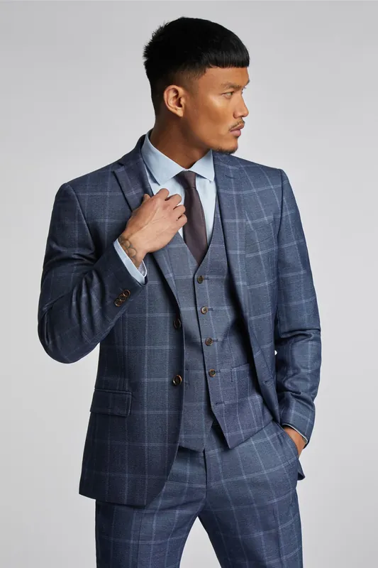 Blue Windowpane Check Jacket - Antique Rogue