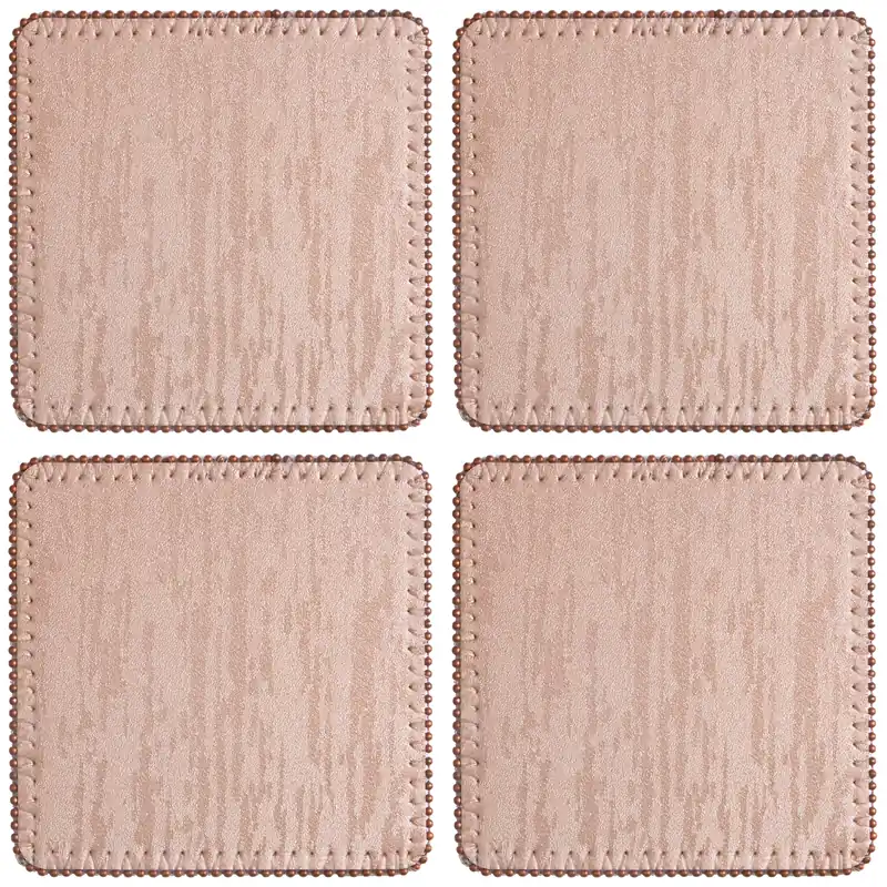 Set Of Four Square Coasters, Contemporary Heat Resistant Drink Mats, Stylish Faux Leather - Orsina
