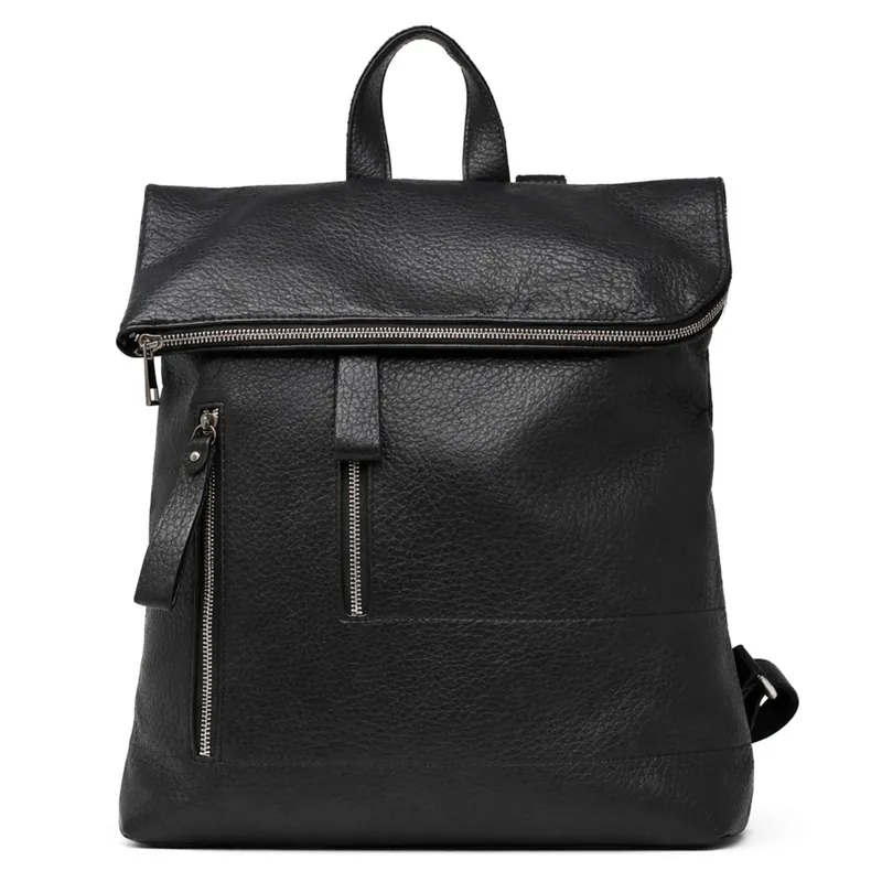 Pebbled Pu Leather Foldover Rommy Backpack Travel Bag - Kitise