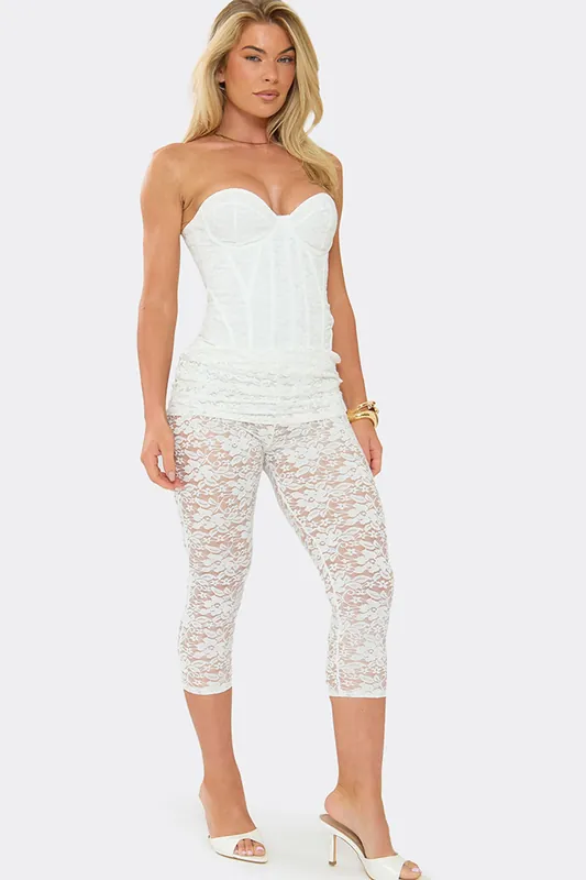 Foldover Lace Low Rise Capri Trousers - EGO